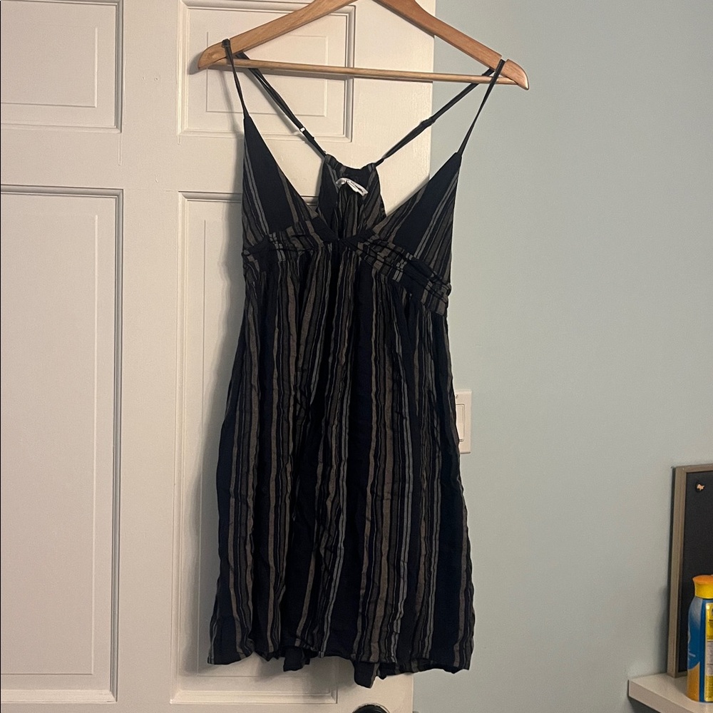 O'Neill Black Striped Spaghetti Strap Dress